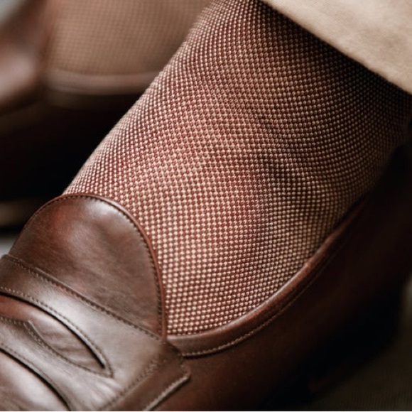 MAZARIN LUXURY Brown and Tan Men's Socks SZ 44/46 - Picture 3 of 9